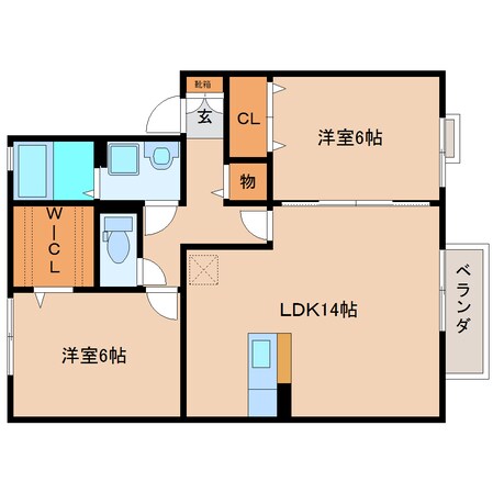 近鉄下田駅 徒歩18分 2階の物件間取画像